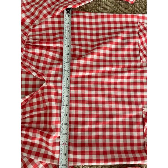Vtg. DonnKenny Picnic Red and Cream Plaid v-Neck 70s top sz 11/12 - Picture 6 of 7